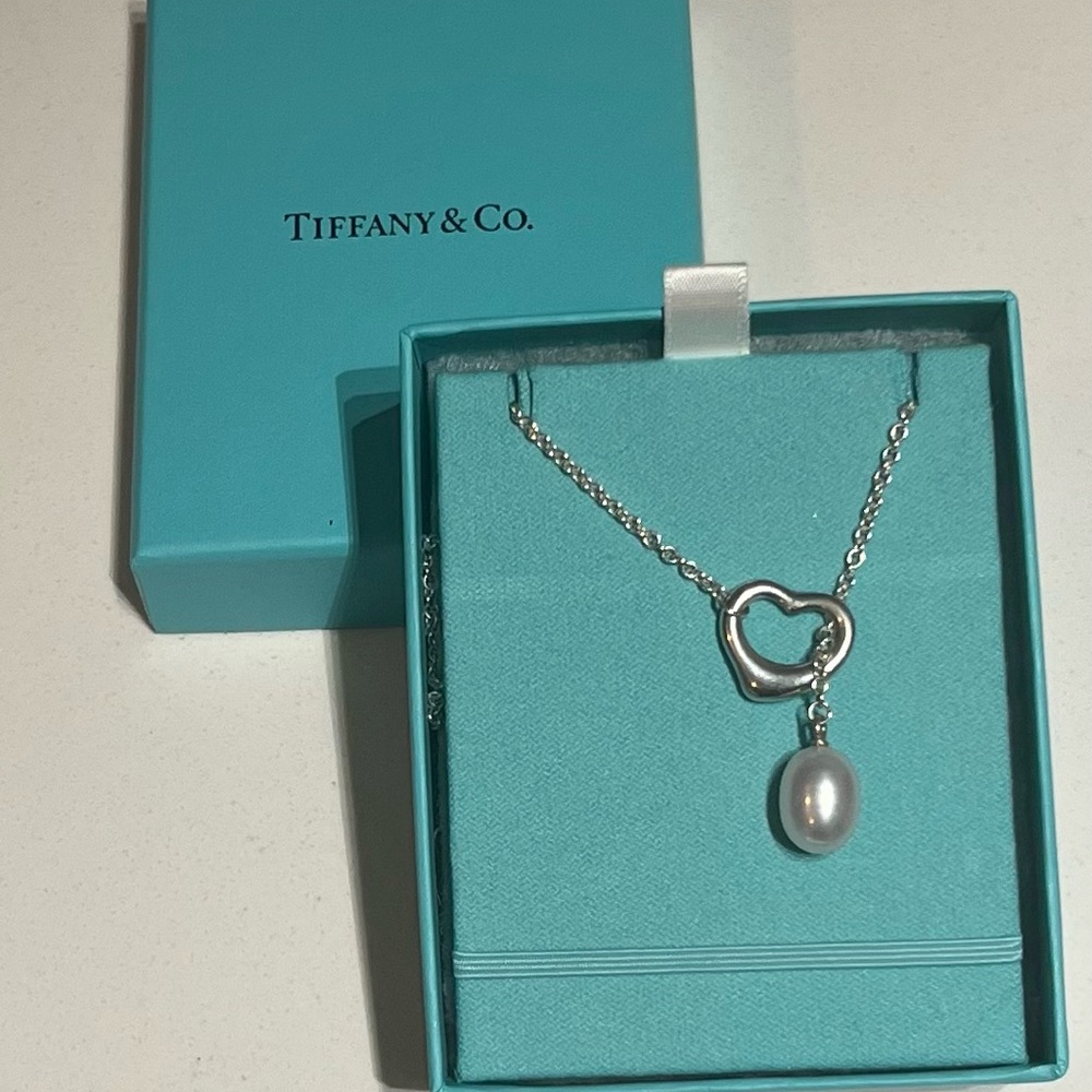 Tiffany & Co. Silver Heart Necklace with Pearl